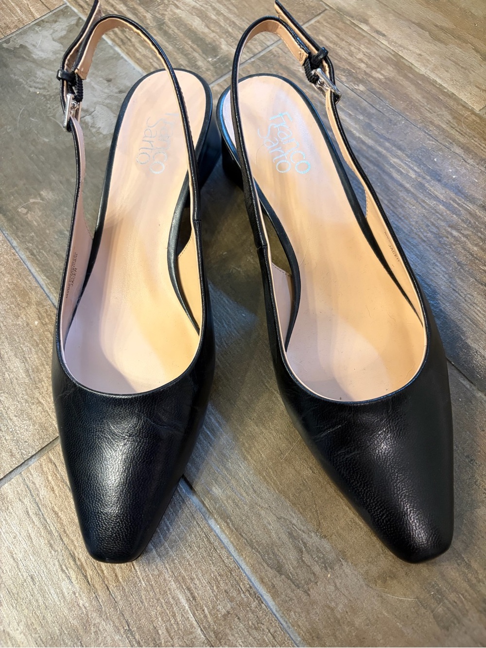 Franco Sarto Black Leather Slingback Pumps
